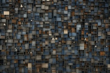 Seamless texture of a wall made of square tiles in blue tones