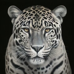 Close-up of a leopard on a black background, studio shot