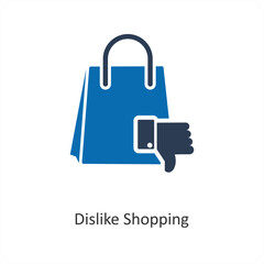 Dislike Shopping and dislike icon concept