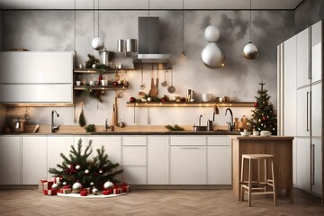 kitchen with christmas decoration