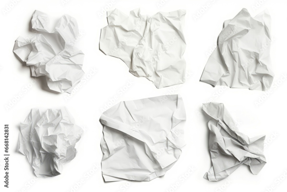 Aufkleber set of crumpled sheets of different paper note. trash recycle surface letter. generate ai