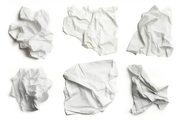 Set of crumpled sheets of different paper note. Trash recycle surface letter. Generate Ai