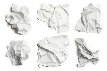 Naklejka premium Set of crumpled sheets of different paper note. Trash recycle surface letter. Generate Ai
