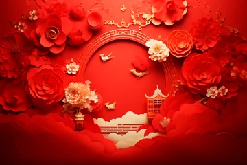 Poster Chinese new year landscape beautiful background  © oscargutzo