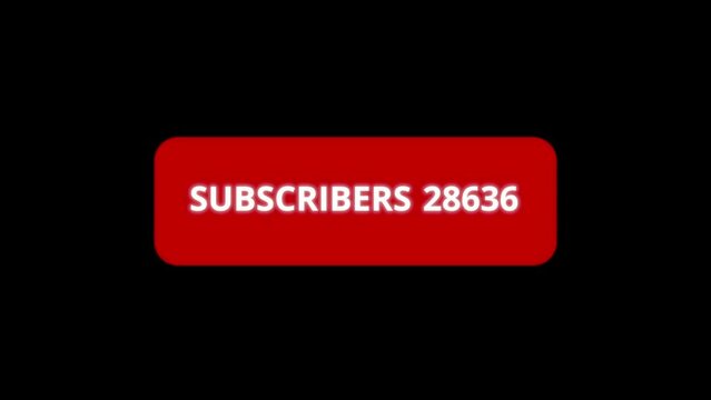 red subscriber button counting to 30 Thousand. 30K subscriber count animation. Increasing subscribers count animation.