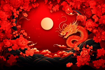 Chinese new year landscape beautiful dragon background 