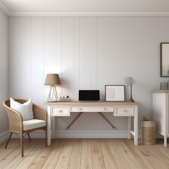 Cape Cod Home Office interior, Home Office interior mockup, Cape Cod style Home Office mockup, empty wall mockup