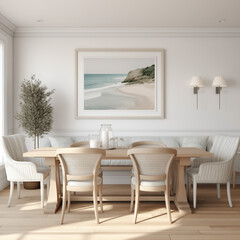 Cape Cod Dining Room interior, Dining Room interior mockup, Cape Cod style Dining Room mockup, empty wall mockup