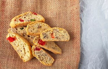Homemade biscotti or cantuccini. Sweet gluten-free dessert.