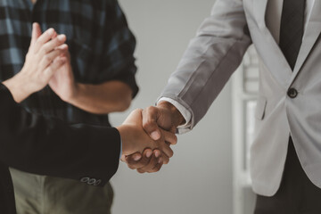 Make agreements with business partners, Success in negotiating and entering into business contracts, Meeting commitments in a meeting room at the office, business idea.