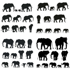 elephant svg, elephant png, elephant illustration, elephant silhouette, elephant vector, silhouette, animal, elephant, animals, vector, giraffe, tiger, wild, lion, collection, illustration, set, horse