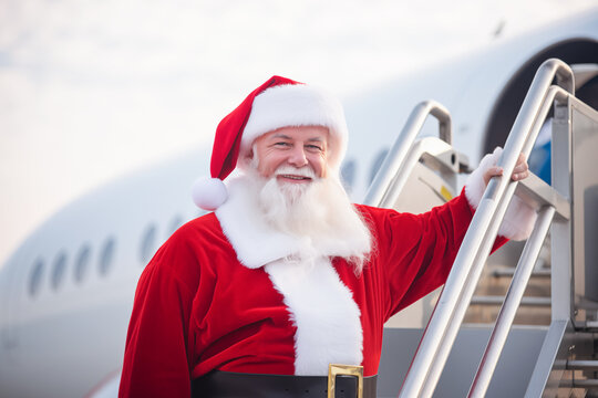 Photo of Santa Claus traveling by plane