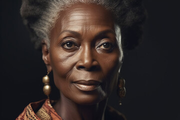 portrait of senior african american woman. Generative Ai