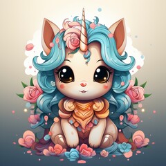 Naklejka premium Unicorn Meditation Yoga Icon ,Cartoon Illustration, For Printing