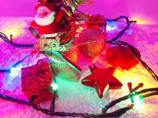 ozdoba, dekoracja, girlanda, Boże Narodzenie, drewniane, drewno, uroczysty, dekoracyjny, sezonowy, pora roku, zimowy, wakacje, uroczystość, Święty Mikołaj, - obrazy, fototapety, plakaty