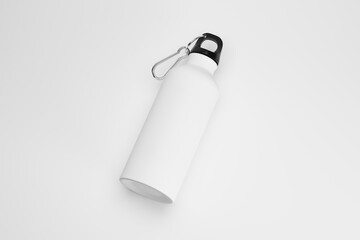 Metal bottle mock-up. Sport metal bottle template on studio background.