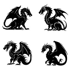 dragon silhouette, dragon png, dragon vector, clipart, spring clipart, dragon, vector, animal, lion, symbol, tattoo, silhouette, illustration, heraldic, horse, design, bird, black, monster, art, sign,