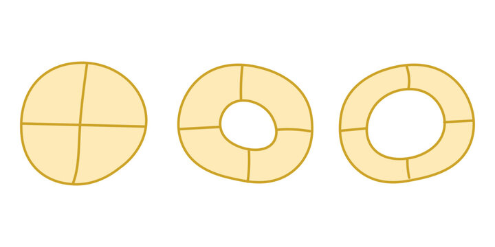 Set of four parts of circle. Pie chart with four same size sectors. Vector illustration isolated on white background.