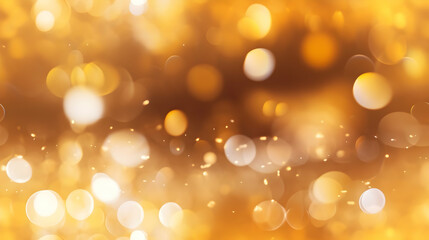 Obraz premium Abstract gold background with golden particles and glitter dancing in the air, shimmering luxury