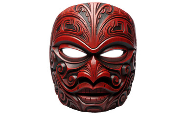 Red and Black a Traditional Mauritius Mask of From New Zealand Showcasing Isolated on Transparent Background PNG.