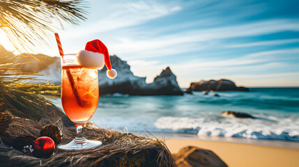 Cocktail to celebrate Christmas in the Southern Hemisphere.  - obrazy, fototapety, plakaty
