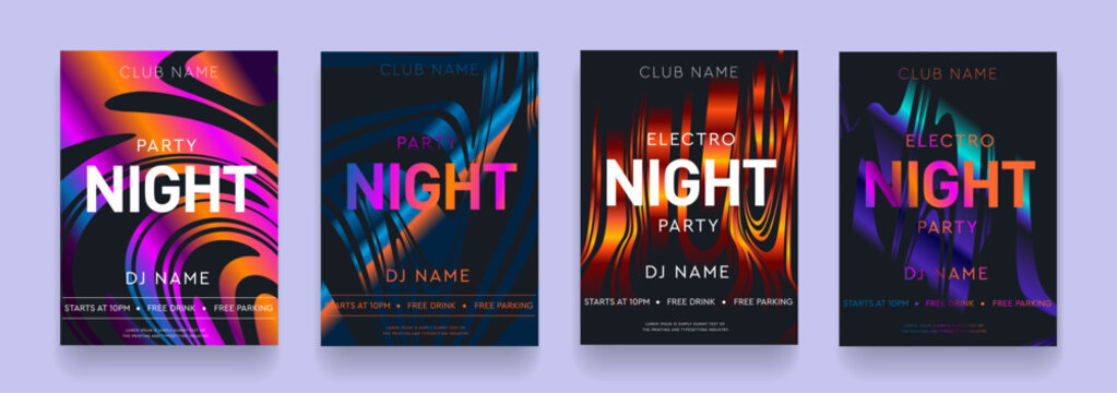 Trendy 3d Set Hot Night Dance Party. Abstract Background Strips Graphic Elements for Dance Party, Disco, Club Invitation, Festival Poster, Flyer. Music Festival Vector Illustration.
