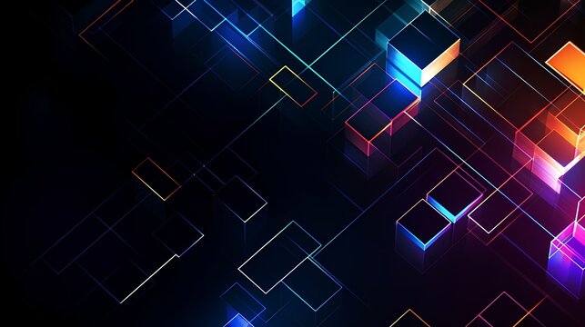 16-bit style image of lines and blocks, minimalistic, background, light color, dark futuristic technology virtual wallpaper. generative AI