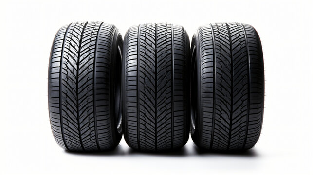 Car tires on a white background
