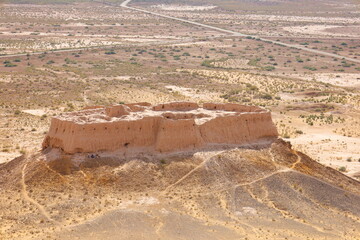 The ruins of Ayaz Kala, one of the Desert Castles of Ancient Khorezm traditionally known as Elliq Qala, Unesco World Heritage Site in Karakpakstan, Uzbekistan