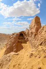 The ruins of Ayaz Kala, one of the Desert Castles of Ancient Khorezm traditionally known as Elliq Qala, Unesco World Heritage Site in Karakpakstan, Uzbekistan