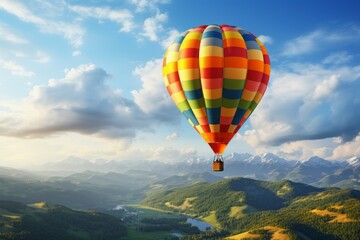 Hot air balloon in the sky. Background with selective focus and copy space
