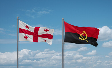 Georgia and Angola national flags, country relationship concept