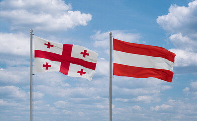 Austria and Georgia flags, country relationship concept