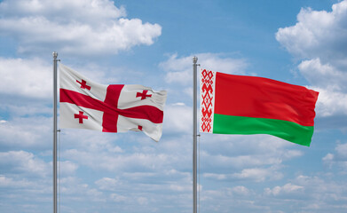 Belarus and Georgia flags, country relationship concept