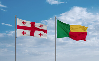 Benin and Georgia flags, country relationship concept