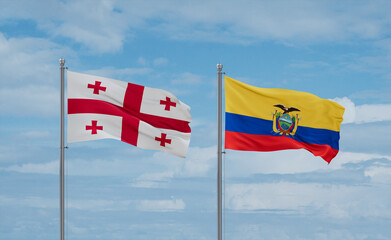 Ecuador and Georgia flags, country relationship concept