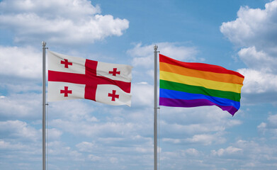 Gay Pride and Georgia flags, country relationship concept