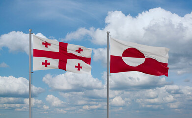 Greenland and Georgia flags, country relationship concept
