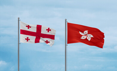 Hong Kong and Georgia flags, country relationship concept