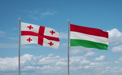 Hungary and Georgia flags, country relationship concept