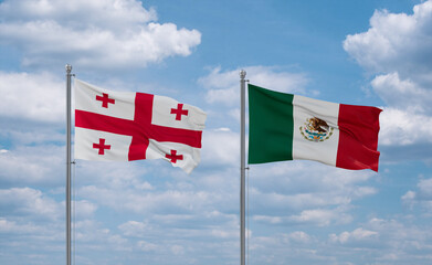 Mexico and Georgia flags, country relationship concept