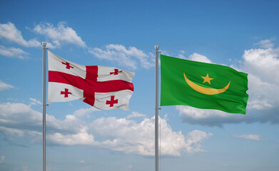 Mauritania and Georgia flags, country relationship concept