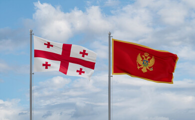 Montenegro and Georgia flags, country relationship concept