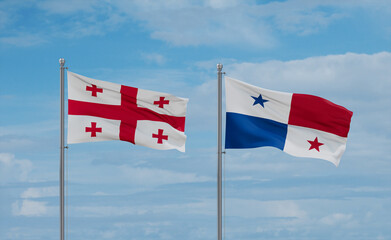 Panama and Georgia flags, country relationship concept