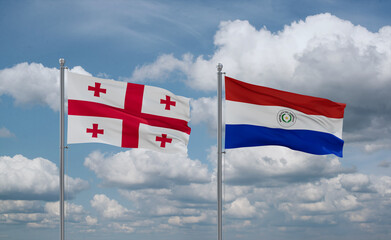 Paraguay and Georgia flags, country relationship concept