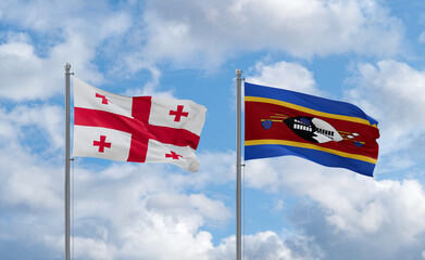 Eswatini and Georgia flags, country relationship concept