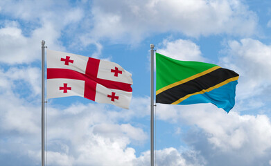 Tanzania and Georgia flags, country relationship concept