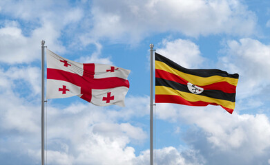 Uganda and Georgia flags, country relationship concept