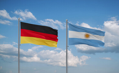 Argentina and Germany flags, country relationship concept