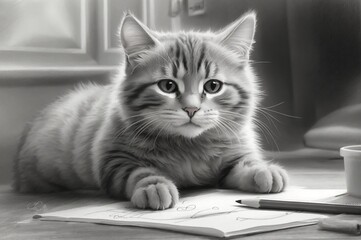 Scribbled Cat Sketch Playful and Joyful